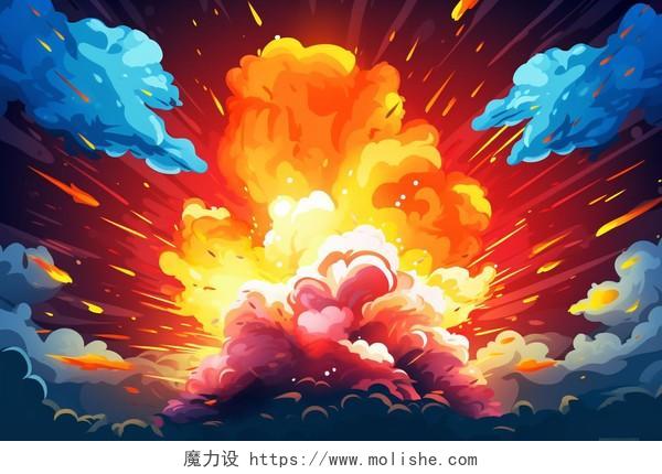 爆炸蘑菇云卡通AI插画